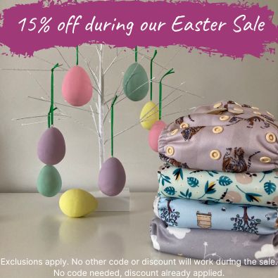 Pop up offering 15% discount no code needed. picture of Easter eggs